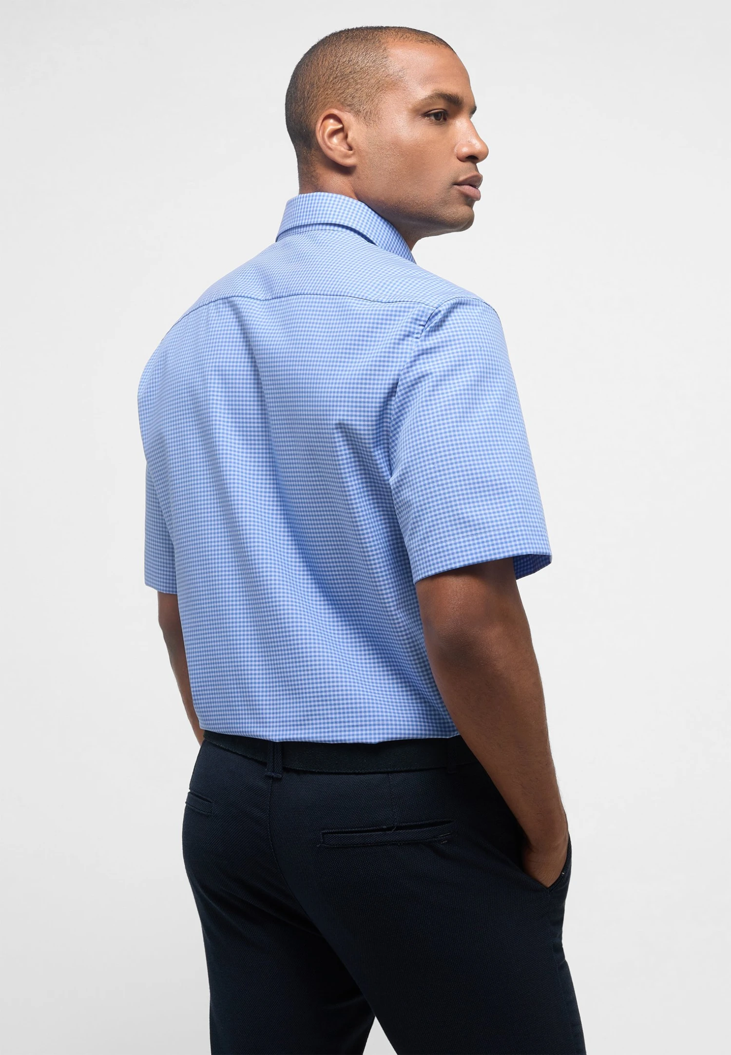 Eterna Kariertes Popeline Comfort Fit - Overhemd - Denim 4 Eterna Kariertes Popeline Comfort Fit - Overhemd - Denim - Afbeelding 2