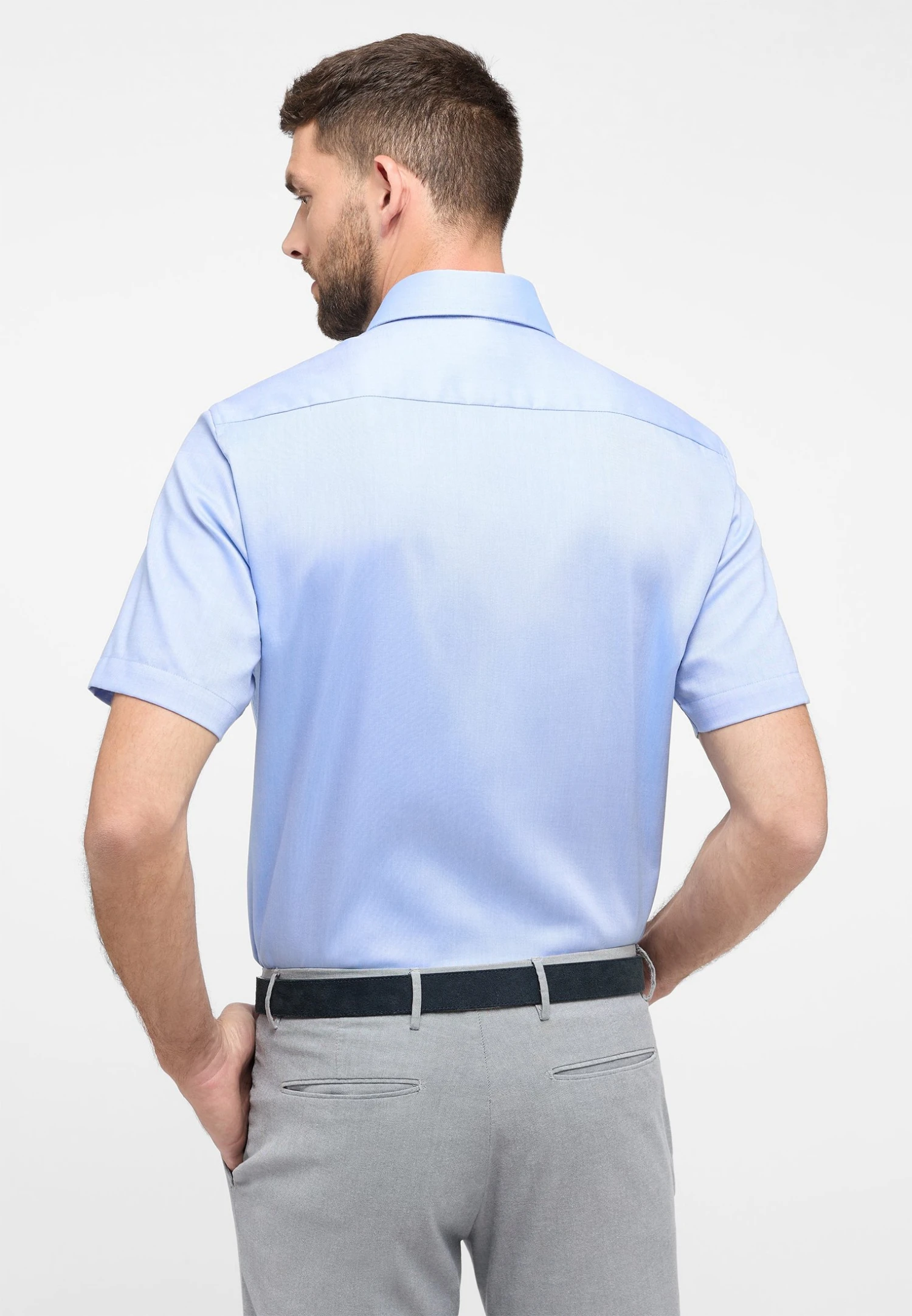 Eterna Unifarbenes Oxford Kurzarm Modern Fit - Overhemd - Blau 4 Eterna Unifarbenes Oxford Kurzarm Modern Fit - Overhemd - Blau - Afbeelding 2
