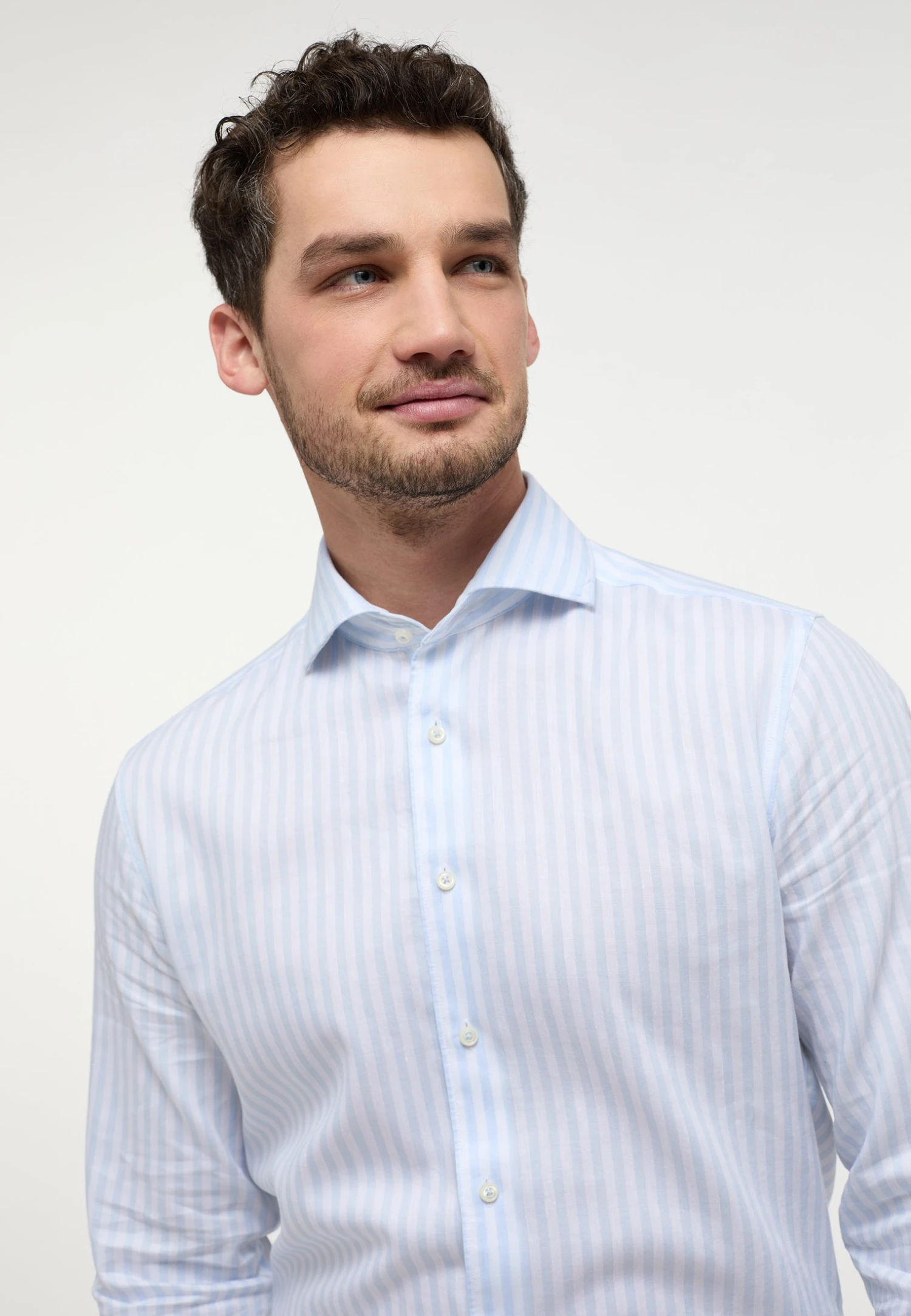 Eterna Gestreiftes Soft Tailoring- Zakelijk Overhemd - Hellblau 5 Eterna Gestreiftes Soft Tailoring- Zakelijk Overhemd - Hellblau - Afbeelding 3