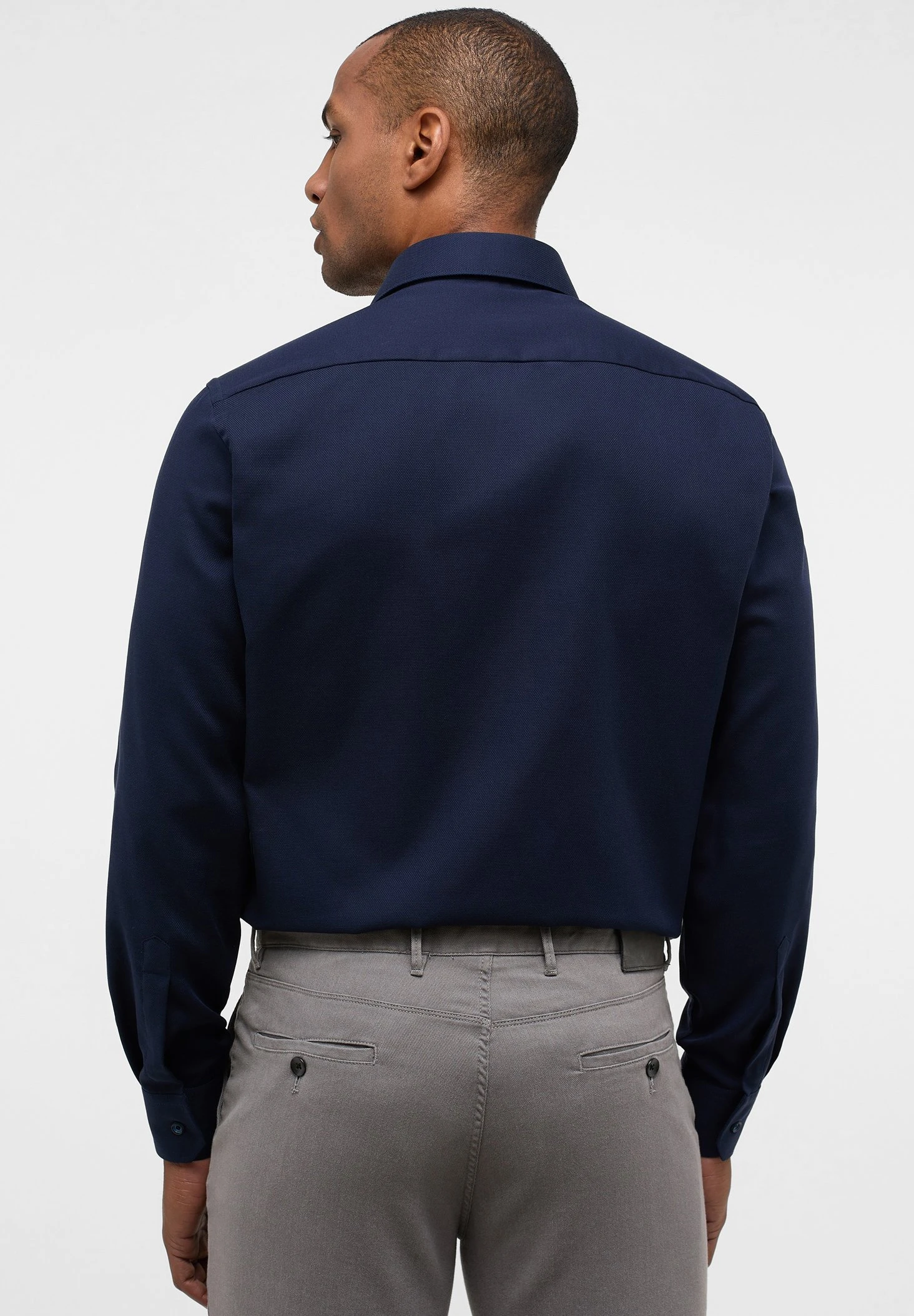 Eterna Struktur Modern Fit - Overhemd - Navy 4 Eterna Struktur Modern Fit - Overhemd - Navy - Afbeelding 2