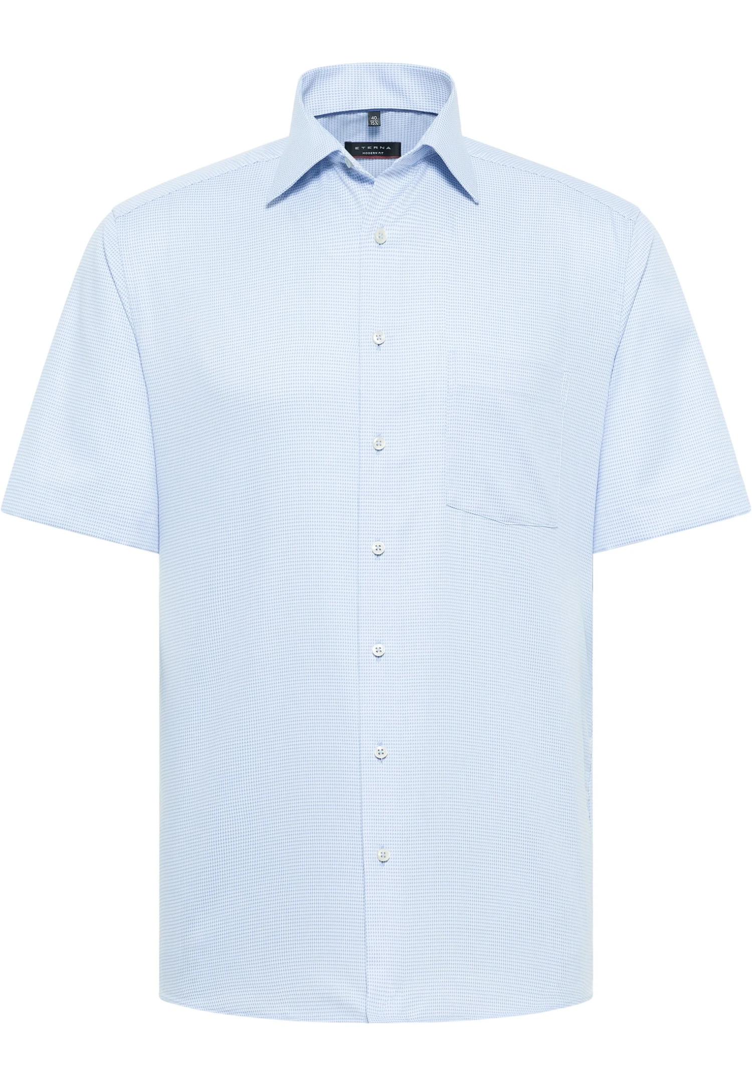 Eterna Strukturiertes Kurzarm Modern Fit - Overhemd - Hellblau 6 Eterna Strukturiertes Kurzarm Modern Fit - Overhemd - Hellblau - Afbeelding 4