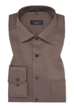 Eterna Struktur Comfort Fit - Zakelijk Overhemd - Taupe -Eterna cead568b47dc41c69874fa65644712e4