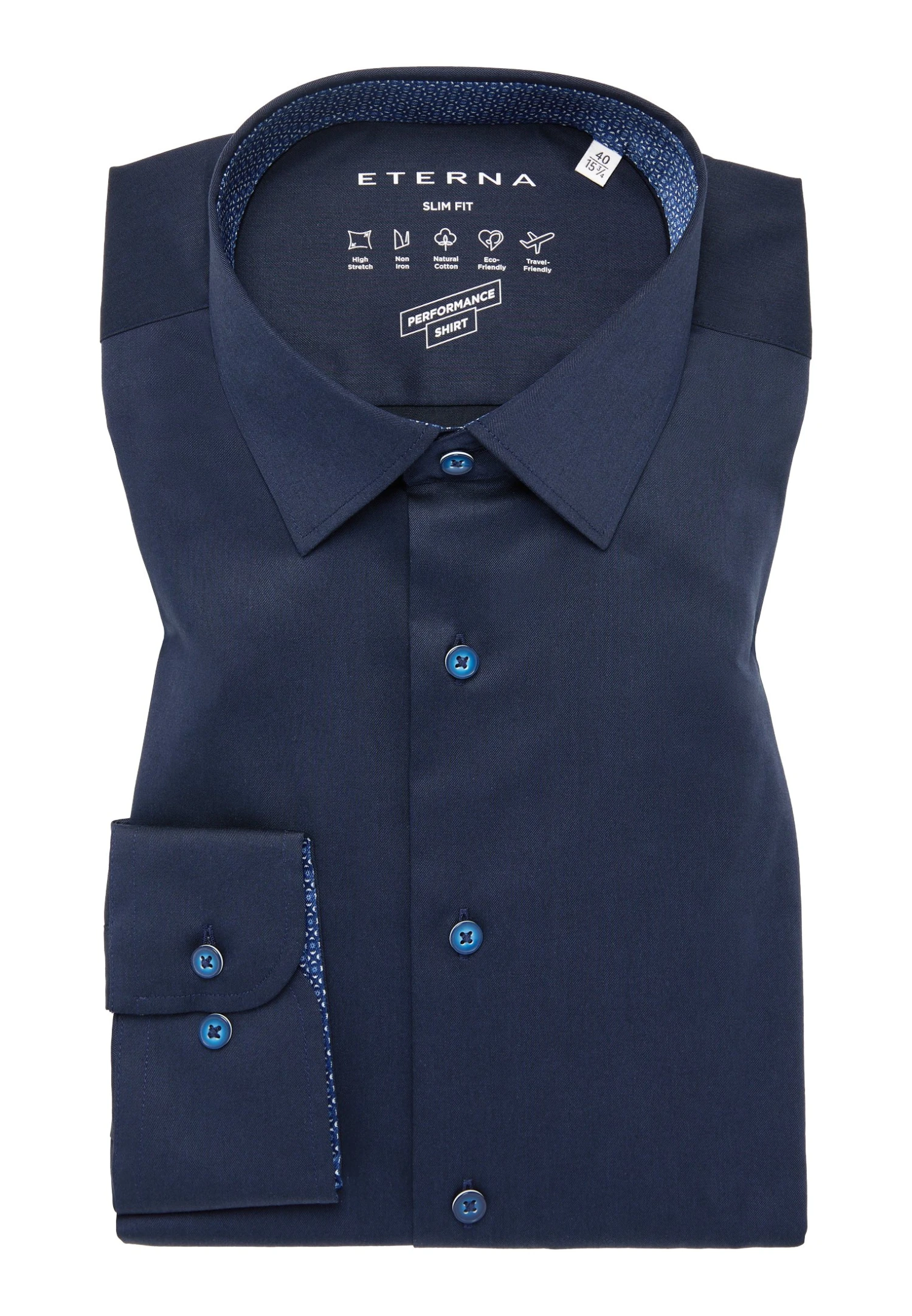 Eterna Performance Slim Fit - Overhemd - Navy 7 Eterna Performance Slim Fit - Overhemd - Navy - Afbeelding 5