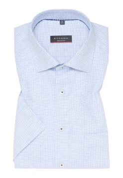 Eterna KariertesKurzarm Modern Fit - Overhemd - Blau -Eterna d83559faa01041a5999659d7fd3df1b9