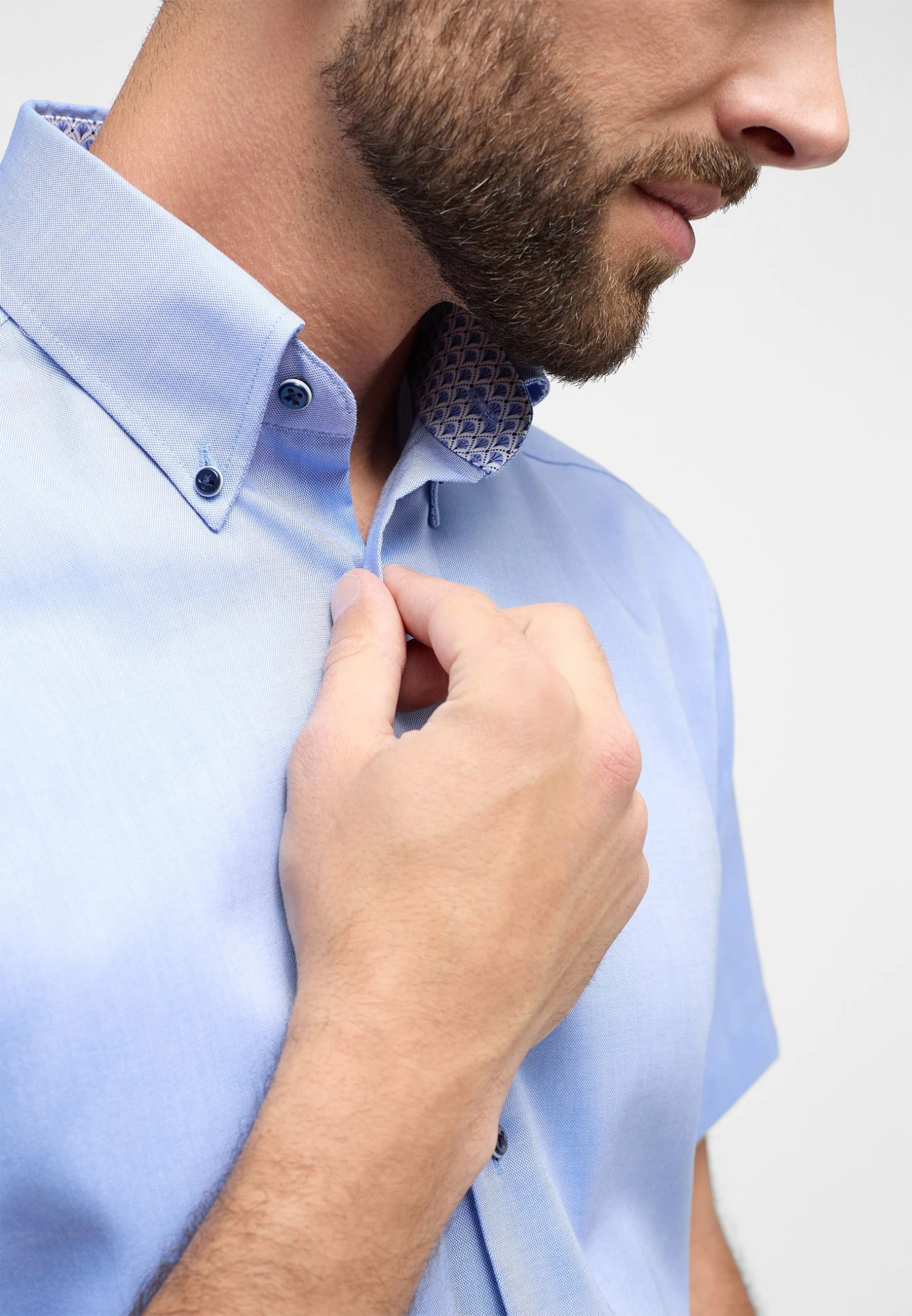 Eterna Unifarbenes Oxford Kurzarm Modern Fit - Overhemd - Blau 5 Eterna Unifarbenes Oxford Kurzarm Modern Fit - Overhemd - Blau - Afbeelding 3