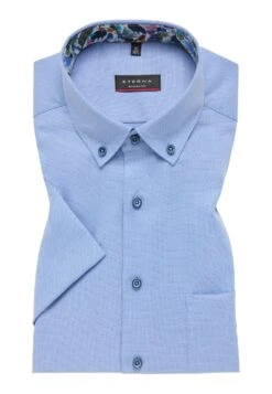 Eterna Strukturiertes Kurzarm Modern Fit - Overhemd - Blau -Eterna dc6421be1c4245d2b013c6a011f954e9