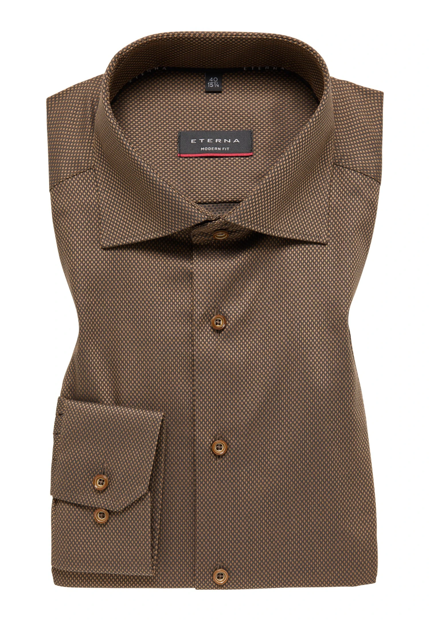 Eterna Dobbydesign Modern Fit - Zakelijk Overhemd - Taupe 8 Eterna Dobbydesign Modern Fit - Zakelijk Overhemd - Taupe - Afbeelding 6