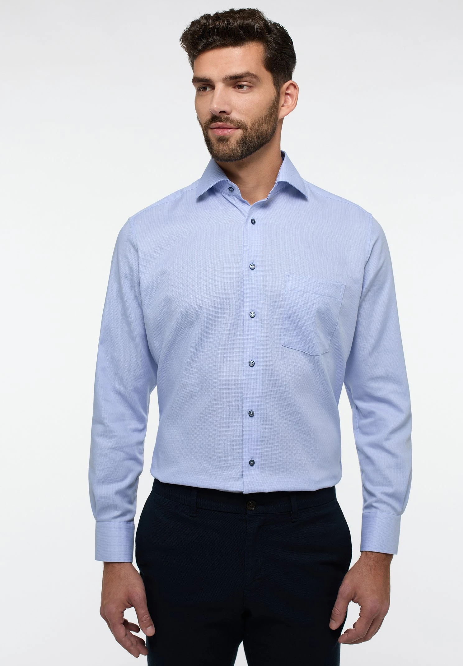 Eterna Struktur-Modern Fit - Overhemd - Hellblau 3 Eterna Struktur-Modern Fit - Overhemd - Hellblau