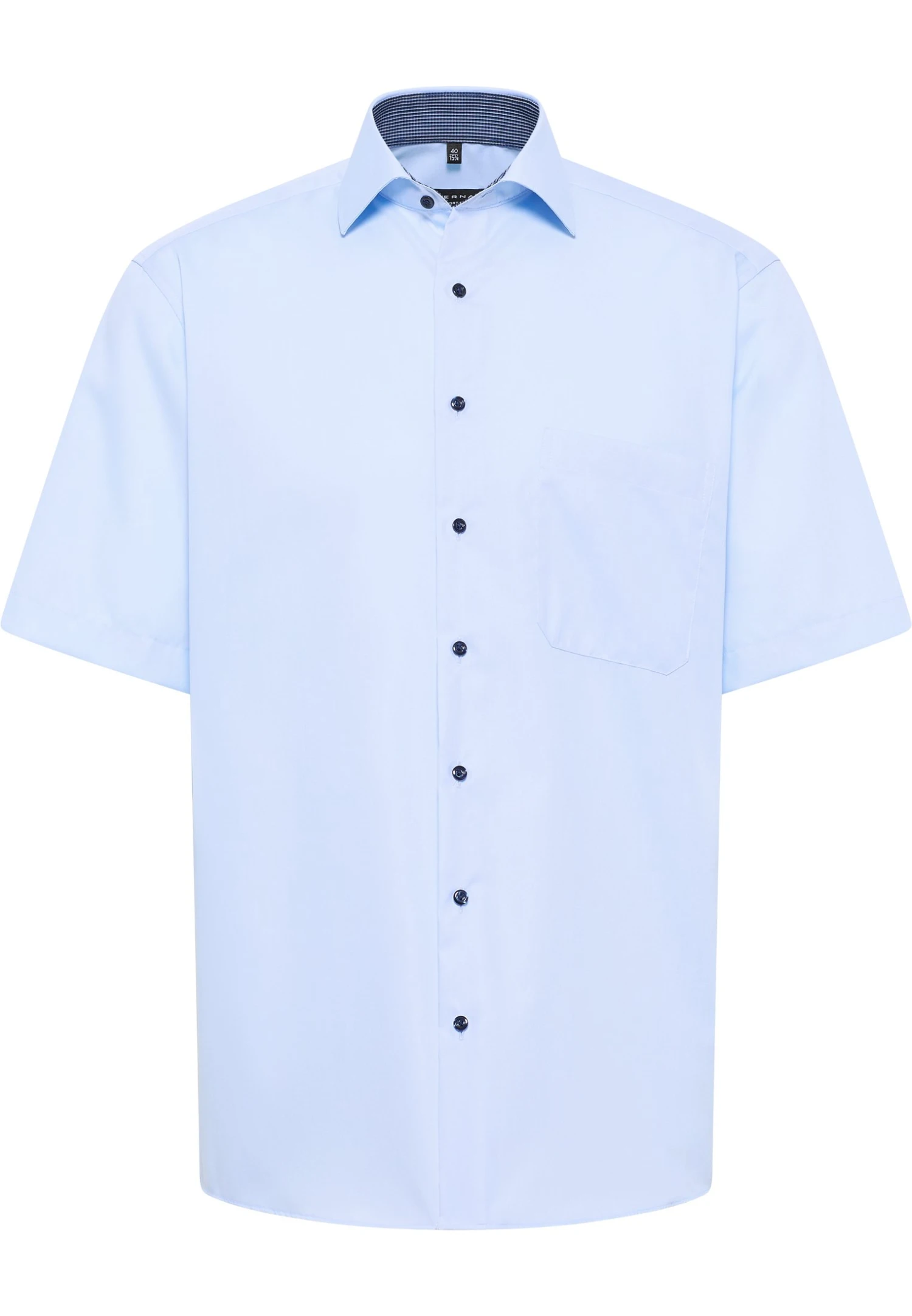 Eterna Unifarbenes Popeline Kurzarm Comfort Fit - Overhemd - Himmelblau 6 Eterna Unifarbenes Popeline Kurzarm Comfort Fit - Overhemd - Himmelblau - Afbeelding 4