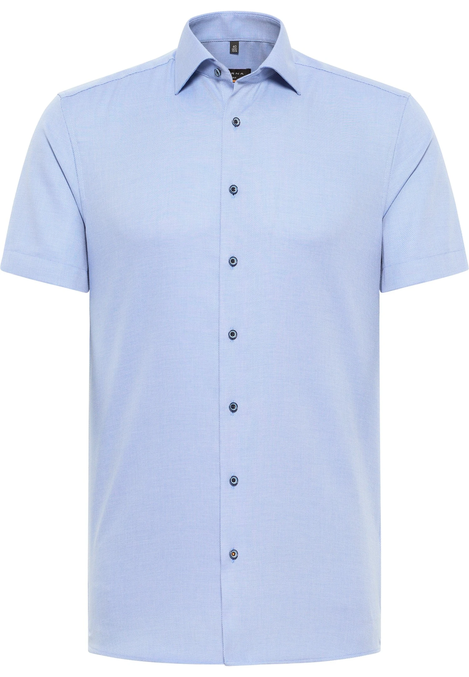 Eterna Strukturiertes Kurzarm Slim Fit - Overhemd - Blau 6 Eterna Strukturiertes Kurzarm Slim Fit - Overhemd - Blau - Afbeelding 4