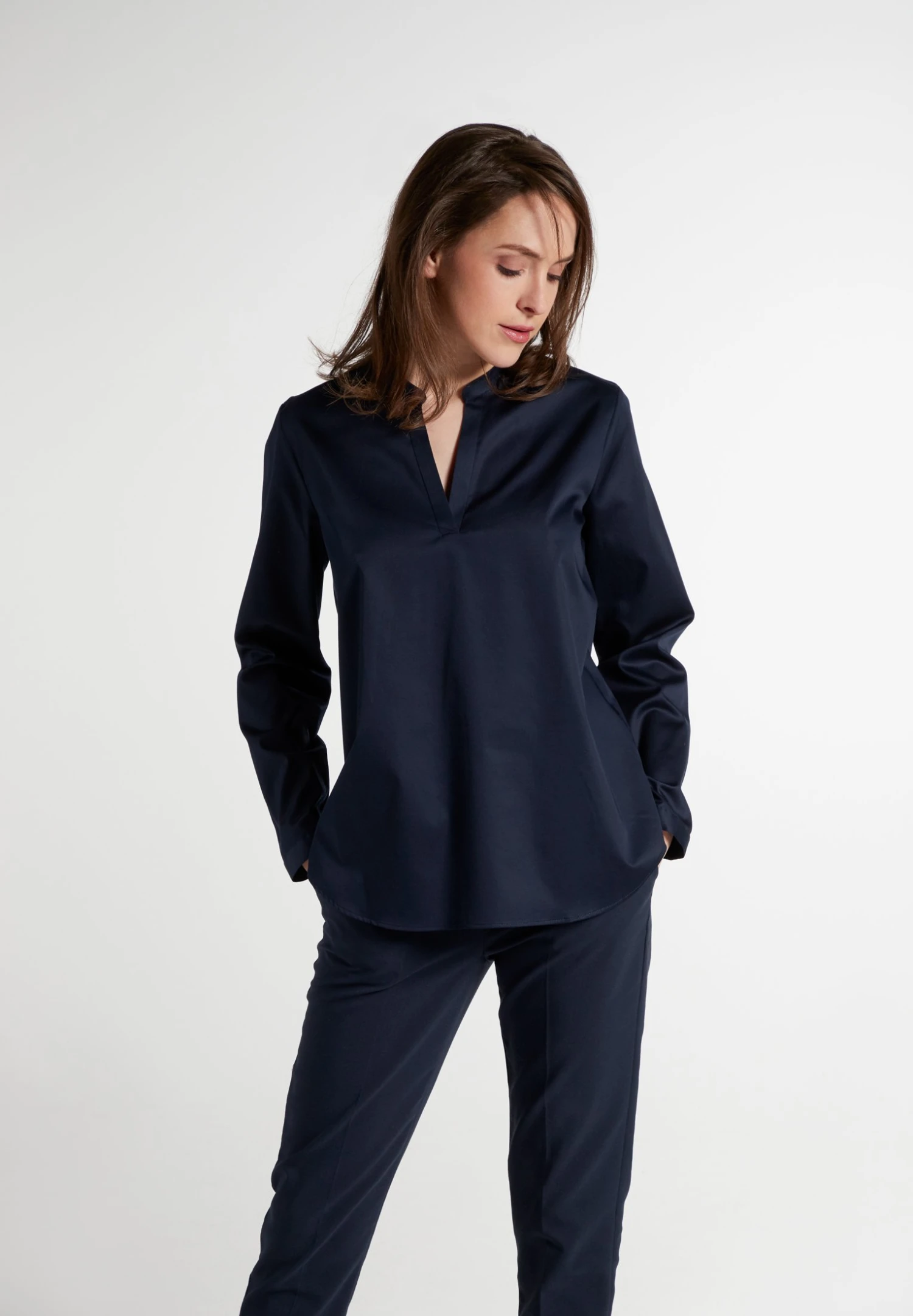 Eterna Langarm Modern Classic - Tuniek - Marine 3 Eterna Langarm Modern Classic - Tuniek - Marine