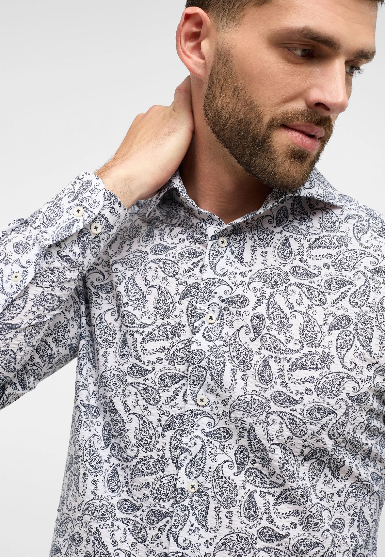 Eterna SeersuckerSlim Fit - Overhemd - Blau 5 Eterna SeersuckerSlim Fit - Overhemd - Blau - Afbeelding 3