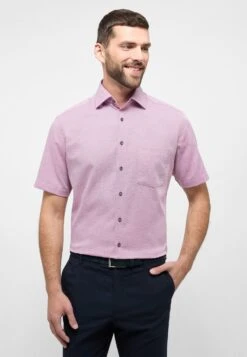 Eterna Strukturiertes Kurzarmhemd Modern Fit - Overhemd - Rot