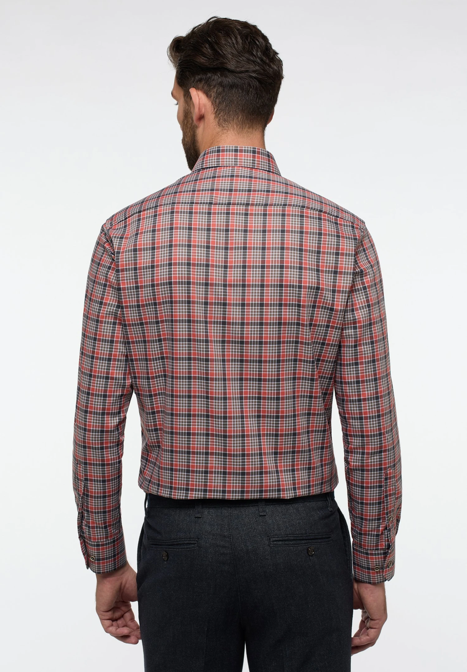 Eterna Kariertes Modern Fit - Overhemd - Rusty Red 4 Eterna Kariertes Modern Fit - Overhemd - Rusty Red - Afbeelding 2