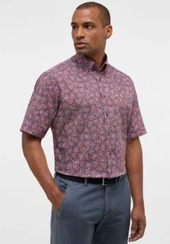 Eterna Bedrucktes Kurzarm Comfort Fit - Overhemd - Rot