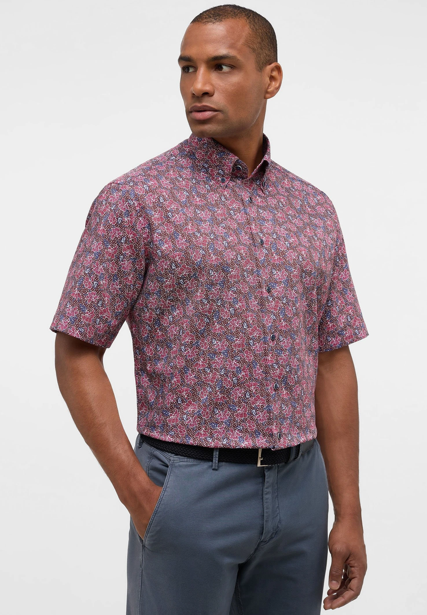 Eterna Bedrucktes Kurzarm Comfort Fit - Overhemd - Rot 3 Eterna Bedrucktes Kurzarm Comfort Fit - Overhemd - Rot