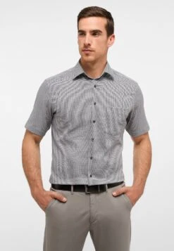 Eterna Strukturiertes Kurzarm Modern Fit - Overhemd - Grau
