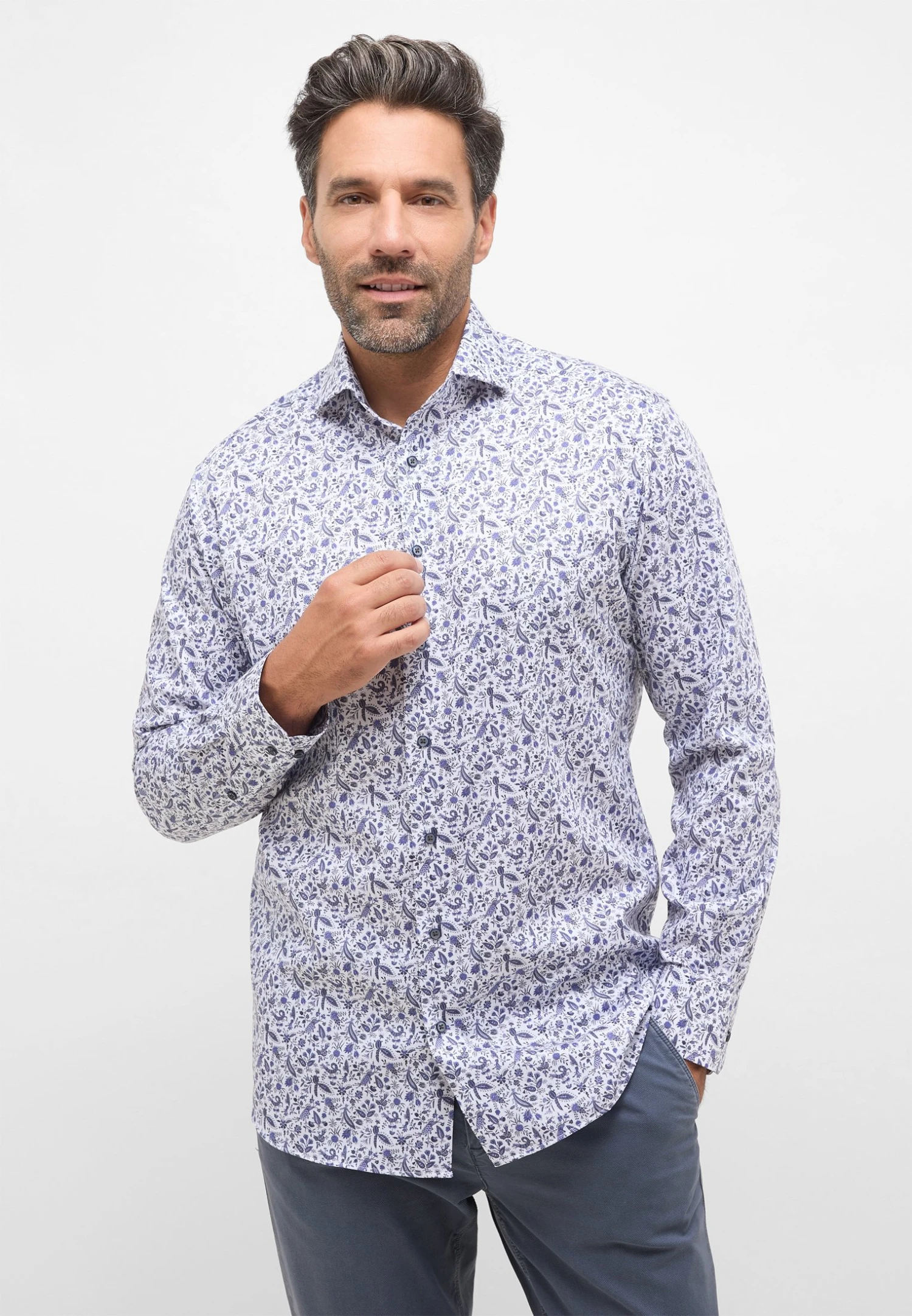 Eterna Bedrucktes Modern Fit - Overhemd - Blau 3 Eterna Bedrucktes Modern Fit - Overhemd - Blau
