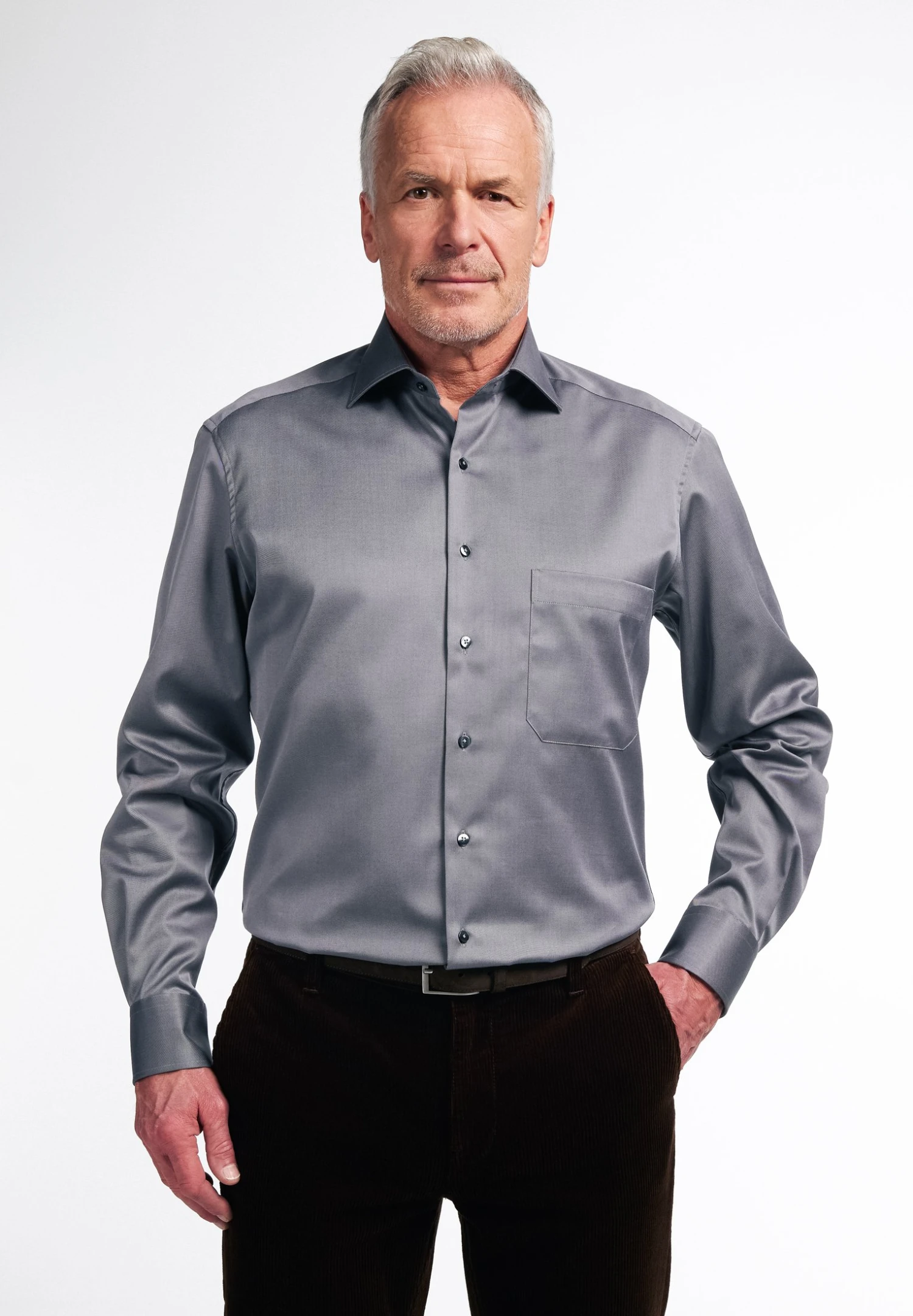 Eterna Langarm Comfort Fit - Zakelijk Overhemd - Steingrau 3 Eterna Langarm Comfort Fit - Zakelijk Overhemd - Steingrau