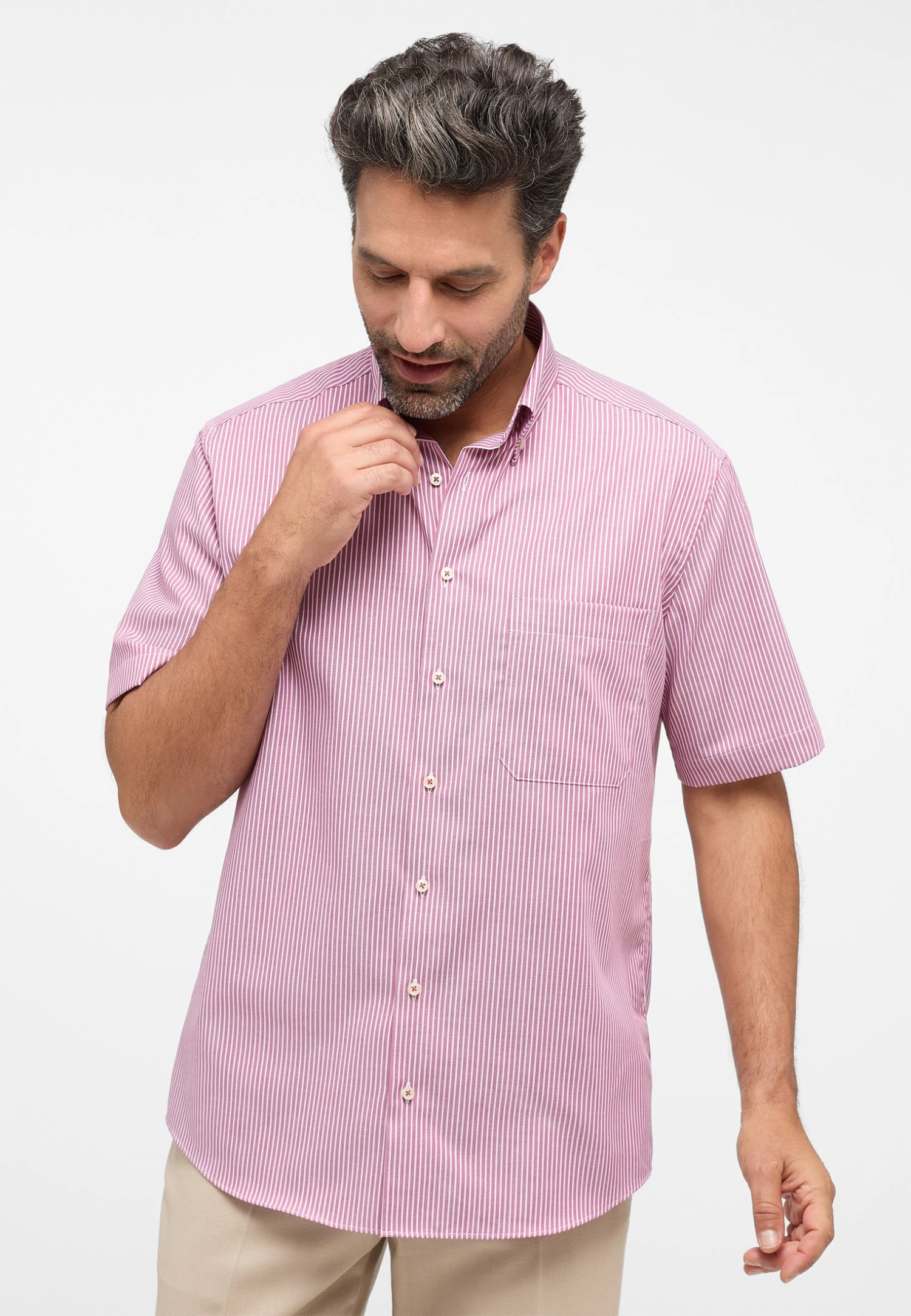 Eterna Gestreiftes Comfort Fit - Overhemd - Rot 3 Eterna Gestreiftes Comfort Fit - Overhemd - Rot