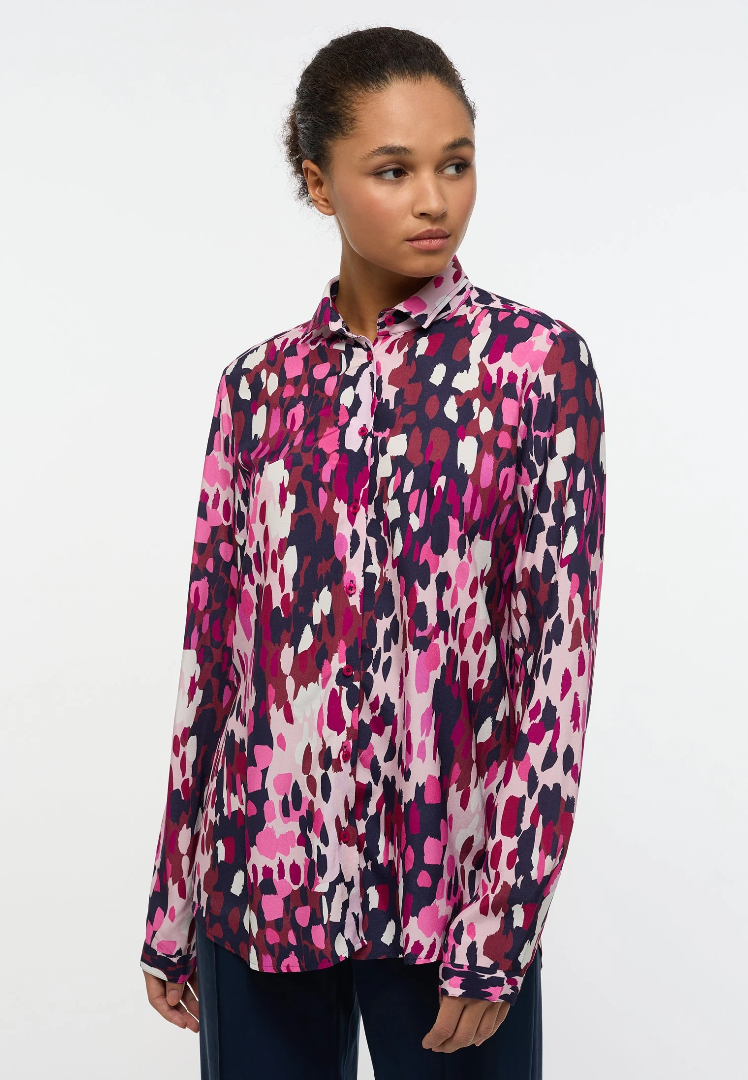 Eterna Print Classic Fit - Overhemdblouse - Navy 3 Eterna Print Classic Fit - Overhemdblouse - Navy