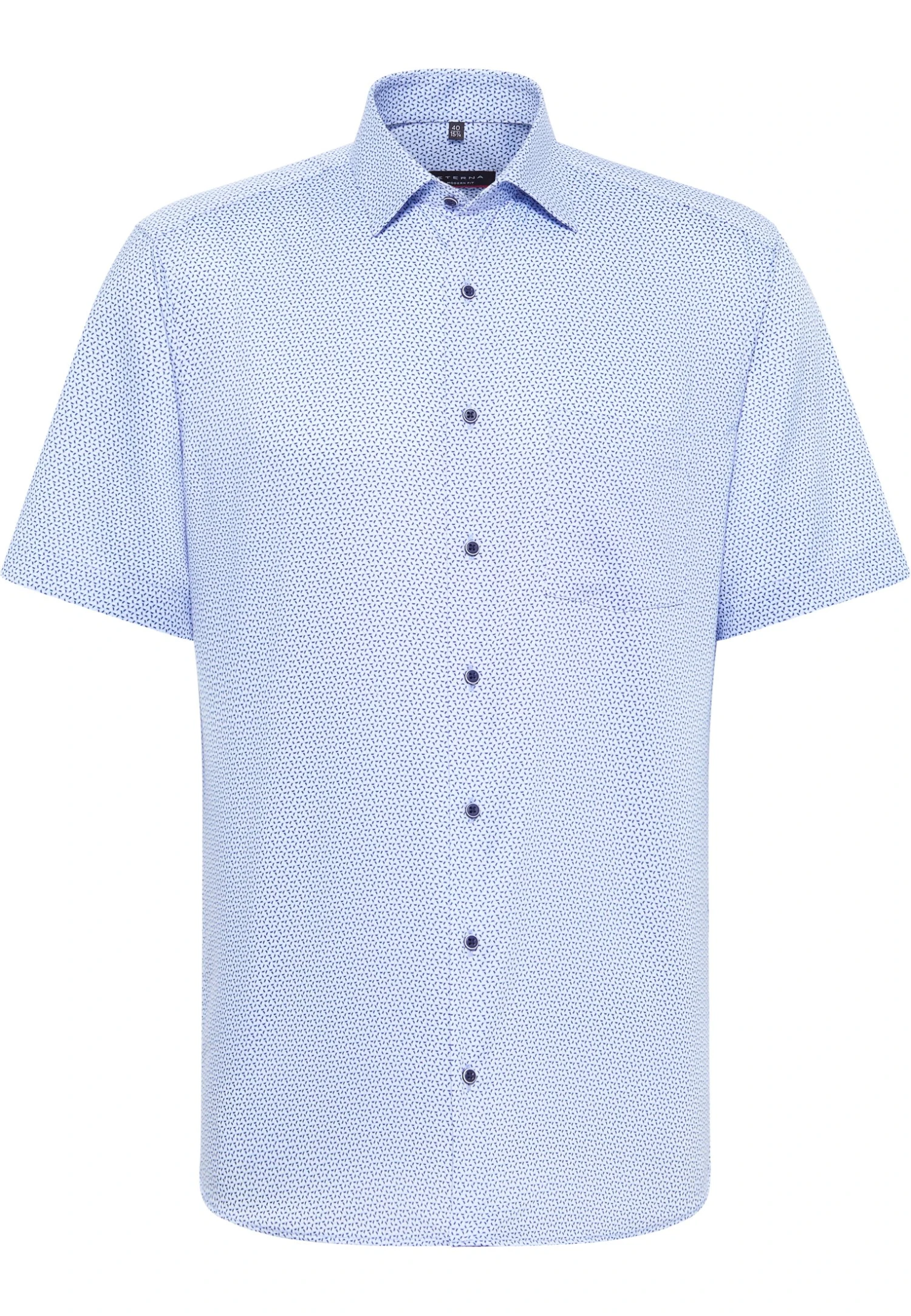 Eterna Bedrucktes Twill-Kurzarm Modern Fit - Overhemd - Hellblau 6 Eterna Bedrucktes Twill-Kurzarm Modern Fit - Overhemd - Hellblau - Afbeelding 4
