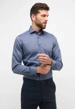 Eterna Struktur Slim Fit - Zakelijk Overhemd - Stahlgrau