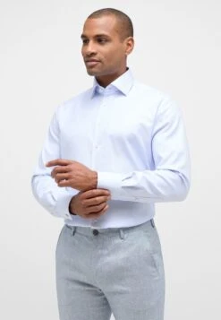 Eterna Strukturiertes Twill Comfort Fit - Zakelijk Overhemd - Hellblau