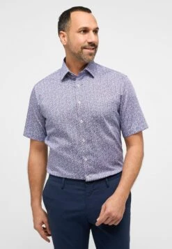 Eterna Bedrucktes Twill-Kurzarm Modern Fit - Overhemd - Rot